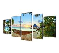 Set de toiles murales imprimées Plage avec hamac 100 x 50 cm