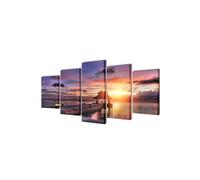 Set De Toiles Murales Imprimées Plage Avec Pavillon 100 X 50 Cm