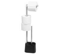 Set de Toilette bremermann 3 en 1 avec Porte-Rouleau, Brosse de Toilette et Porte-Rouleau de Rechange | Acier Inoxydable, avec 2 têtes de Brosse de Rechange (Noir)