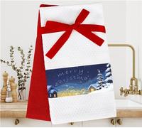 Set de torchons de cuisine Joyeux Noël 40x60 2pcs blanc rouge Noël 3D Greno