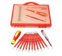 Set de Tournevis Isolés 14 Pièces, Pointe Magnétique, Testeur AC 100-500V - Sécurité 500V, Manche Interchangeable, Usage Électrique et Réparations