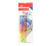 Set de traçage Flexi Rainbow 4 pièces - 2 équerres + 1 règle 30cm + 1 rapporteur