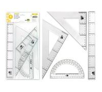 Set de traçage - LIDERPAPEL - 4349 - Règle 30 cm - Équerre 25 cm - Plastique Bleu