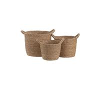 IXIA Set de trois panières gigognes en fibre de roseau et cosse de maïs NATUREL