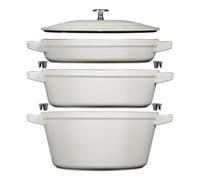 Staub Ensemble de casseroles et poêles empilables 5 pièces Truffe blanche