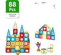 Set de tuiles magnétiques, jeu magnétique, jouet éducatif de construction, 88 pièces avec boîte