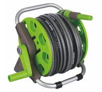 Set de tuyau d'arrosage avec enrouleur de tuyau 20 m, lance de pulvérisation réglable, Esté