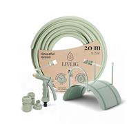 Set de tuyau d'arrosage de jardin 20 m, tuyau d'eau de 1/2 pouce avec support mural et arrosoir de jardin en plastique de haute qualité (3 fonctions de pulvérisation), tuyau d'arrosage incluant des