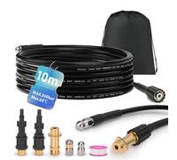 Set de tuyau de nettoyage de tuyauterie 10m, 240 bar incl. 3 adaptateurs, 2 buses fixes + rotatives Compatible avec K2, K3, K4, K5, K6, K7, LAVOR, BOSCH, PARKSIDE Ensemble de nettoyage de tuyauterie