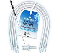 Set de tuyaux à lait 200425 pour machines à café automatiques Jura (3x tuyaux à lait 38cm, 6x embouts, brosse de nettoyage) compatible avec Jura ENA E8, GIGA 6 10 W10, IMPRESSA J6 J8 J8twin Z5 Z6 Z7 Z