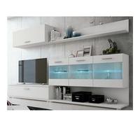 Set de TV, meuble TV, etagere haute , meuble haut, vitrine LED coloris blanc -PEGANE- Blanc G