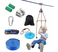 Set de tyroliennes pour enfants & adultes, 16,7 m Set de tyroliennes jusqu'à 227 kg - plaisir du fil de fer pour petits et grands - plaisir du jardin avec la tyrolienne - harnais de sécurité en nylon