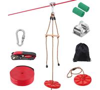 Set de tyroliennes SucceBuy pour enfants et adultes, 20 m. Capacité de charge jusqu'à 227 kg. Montage rapide pour le jardin en plein air. Divertissement sur le terrain de jeu.