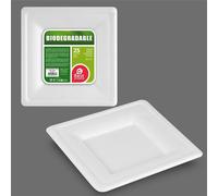 Set de vaisselle Best Products Green canne à sucre Ø 20 cm Blanc Biodégradable Usage unique 25 pièces