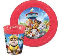 Set de vaisselle Paw Patrol avec assiette + gobelet pour enfants | Réutilisable, passe au lave-vaisselle, au micro-ondes | Taille de l'assiette : 21 cm, contenu du gobelet : 250 ml | Petit cadeau