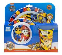Set de vaisselle réutilisable pour enfant lavable au micro-ondes composé d'un gobelet, d'une assiette, d'un bol et de couverts Pat' Patrouille Boy