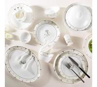 Set de Vaisselle, Service Vaisselle, Bol/plat/marmite à soupe | Ensemble de vaisselle avec processus de placage à l'or double, ensemble de vaisselle combiné compatible