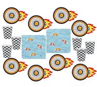 Set de vaisselle voiture de course pour anniversaire garçon - 36 pièces - Pour 12 personnes