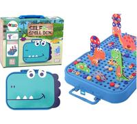 Set de valise DIY blocs de puzzle dinosaures 227 pièces.