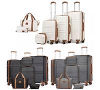 Set de valises de voyage - NOBRAND - Kono - Coque ABS rigide - 4 roulettes 360° - Ensemble 6 pièces, crème