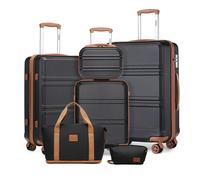 Set de valises - KONO - Set 6 pièces (4 valises + vanity + sac pliable) - Coque ABS rigide - Serrure TSA - Roulettes 360°