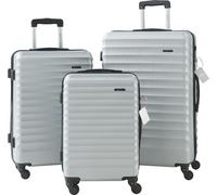 Set de valises 'Pona' 3 pièces ABS rigide avec pèse-valises et étiquette de bagage Gris clair