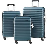 Set de valises 'Pona' 3 pièces coque dure ABS avec pèse-valises et étiquette de bagage bleu
