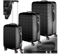 Set de valises - TECTAKE - Lot de 3 bagages JAKUB rigides de voyage avec serrure à combinaison TSA et 4 roues à 360° - Noir