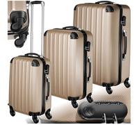 SET DE VALISES - TECTAKE - Set de 3 Valises Rigides (XL L M) - Avec Serrure à Combinaison - 4 Roues Pivotantes à 360° - Champagne