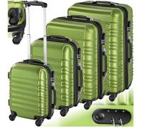 SET DE VALISES - TECTAKE - Set de 4 Valises Trolley Rigides- Avec Serrure à Combinaison - 4 Roues Pivotantes à 360° - Vert