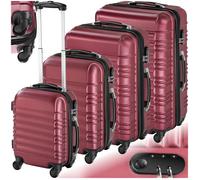 SET DE VALISES - TECTAKE - Set de 4 Valises Trolley Rigides- Avec Serrure à Combinaison 4 Roues Pivotantes à 360° - Bordeaux