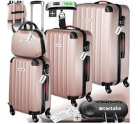 Tectake Set de valises rigides Cleo 4 pièces avec pèse-valise - or rose