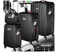 SET DE VALISES - TECTAKE - Set de valises rigides CLEO 4 pièces avec pèse - valise Roulettes amovibles pivotant à 360° - Noir