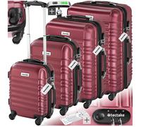 SET DE VALISES - TECTAKE - Set de valises rigides MILA 4 pièces avec pèse-bagages plastique ABS robuste - Rouge Bordeaux