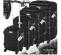 SET DE VALISES - TECTAKE - Set de valises rigides MILA 4 pièces pèse-bagages Grande résistance plastique ABS robuste - Noir