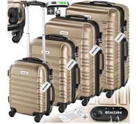 SET DE VALISES - TECTAKE - Set de valises rigides MILA 4 pièces pèse-bagages résistante plastique ABS robuste - Champagne