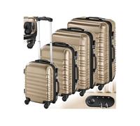 Set de valises trolley rigides 4 parties, en plastique ABS robuste champagne