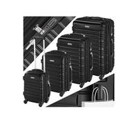 TECTAKE Set de valises trolley rigides 4 parties, en plastique ABS robuste noir