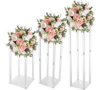 Set de vase de fleurs en acrylique, design clair, différentes hauteurs, beige