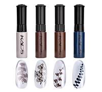 Set de vernis à ongles 4 Couleurs Estampage Polonais coloré couleur unie Usage double Peinture détaillée impression vernis portable Nail Art DIY Manucure Dessin de conception Outil