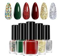 Set De Vernis À Ongles Gel Noël | Fournitures De Beauté Séchage Rapide 6 Couleurs,Set De Vernis À Ongles De Fête,Convient Aux Vacances Festival Maison Voyage Mariage Nuptial Spa Soin Fête Été