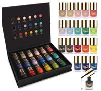 Set de Vernis à Ongles Mat - 18 Teintes dans un Coffret Luxe Noir et Or avec Fermeture Magnétique, Flacons en Verre Givré et Bouchons Dorés - Formule Sans Gel - Marque 100% Britannique
