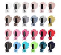 Set de vernis à ongles sans gel - 24 couleurs, flacons de 5 ml avec finition brillante, pastel, pailletée, mate & métallique, fabriqué dans l’UE (Set C, 24 couleurs)