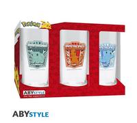Set de Verres - ABYSSE CORP - Pokemon - 3 pièces - Verre plat - Compatible lave-vaisselle