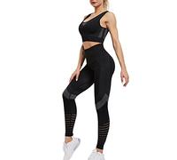 Set de Vêtements de Sport pour Femmes Sans Coutures Yoga, Ensemble de 2 Pièces Ensemble de Sport Soutien-Gorge de Sport + Leggings Fitness Gym Running Kit de Gym Leggings Push Up à Taille Haute et