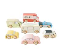 Le Toy Van – Set de 7 voitures rétro TV443 – Bois FSC, couleurs pastel, 3+ ans