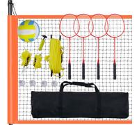 Set de volley-ball et de badminton SucceBuy, filet portable d'extérieur avec tiges en acier réglables, set combiné professionnel comprenant un ballon de volley en PVC, une pompe et un sac de transport