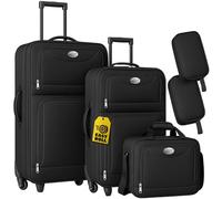 MONZANA® Set de 5 valises Noir Trolley Souple Set de Sacs de Voyage Trousse de Toilette Sac à bandoulière Set de Voyage Vanity