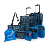 Set de voyage 8 pièces ITACA - 2 valises trolley 4 roues Bleu Marine