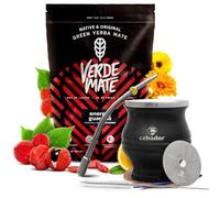Set de yerba maté Verde Mate Energia Guarana avec accessoires | Yerba maté stimulant | Calebasse de maté thermal TermoColador, bombilla et accessoires | Caféine naturelle | Maté brésilien | 500g 0,5kg